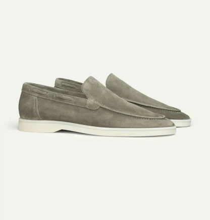 Men's Slip-On Loafers with Moc-Toe Stitching and White Sole