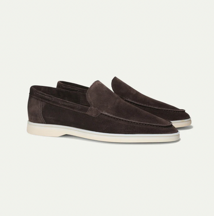 Men's Slip-On Loafers with Moc-Toe Stitching and White Sole