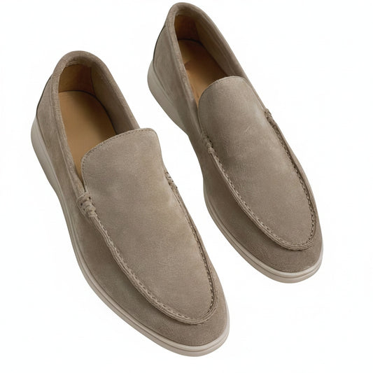 Men's Slip-On Loafers with White Sole and Moccasin Toe