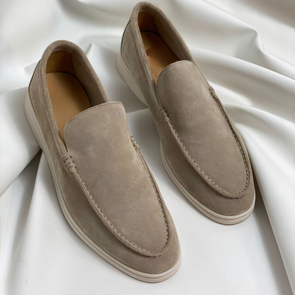 Men's Slip-On Loafers with White Sole and Moccasin Toe