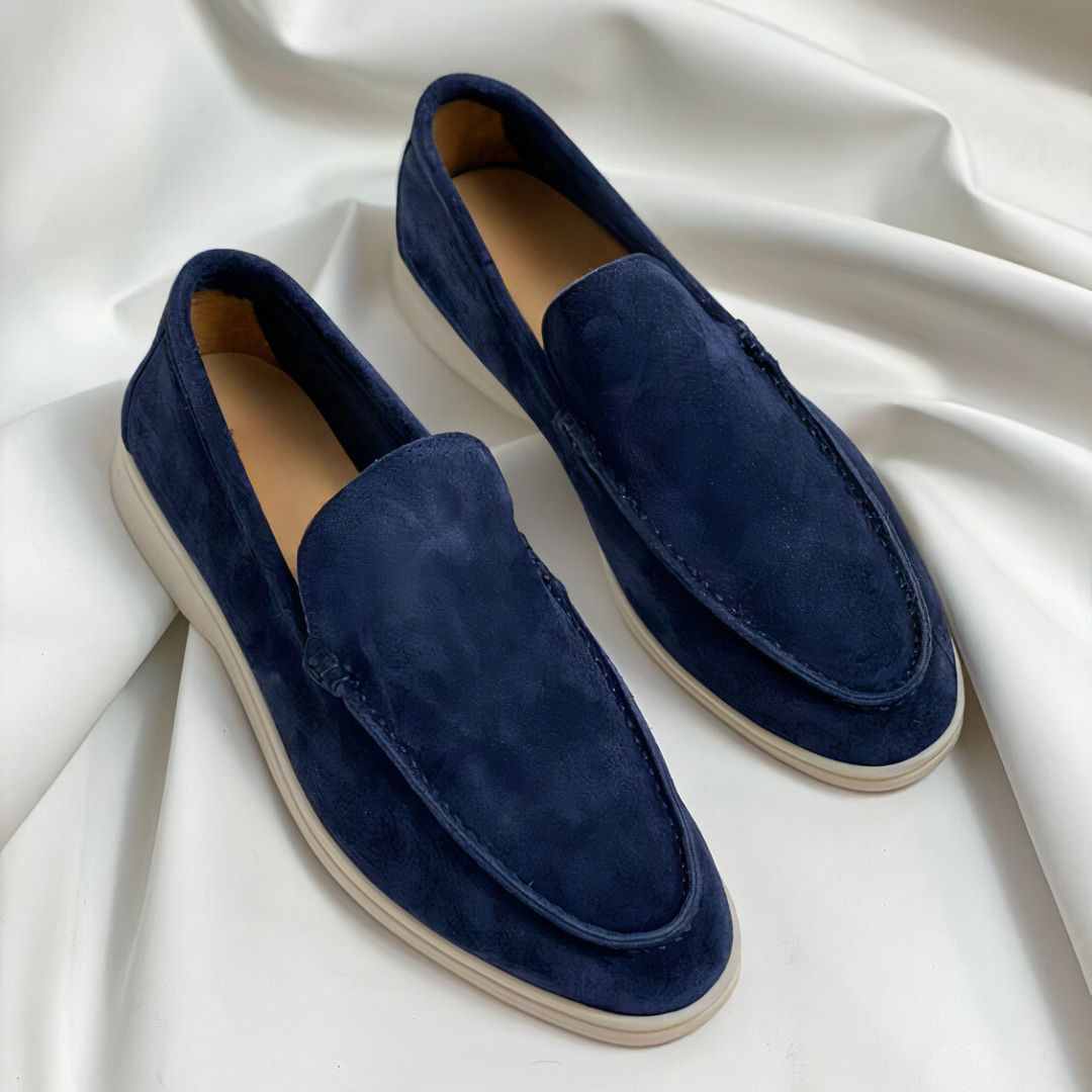 Men's Slip-On Loafers with White Sole and Moccasin Toe