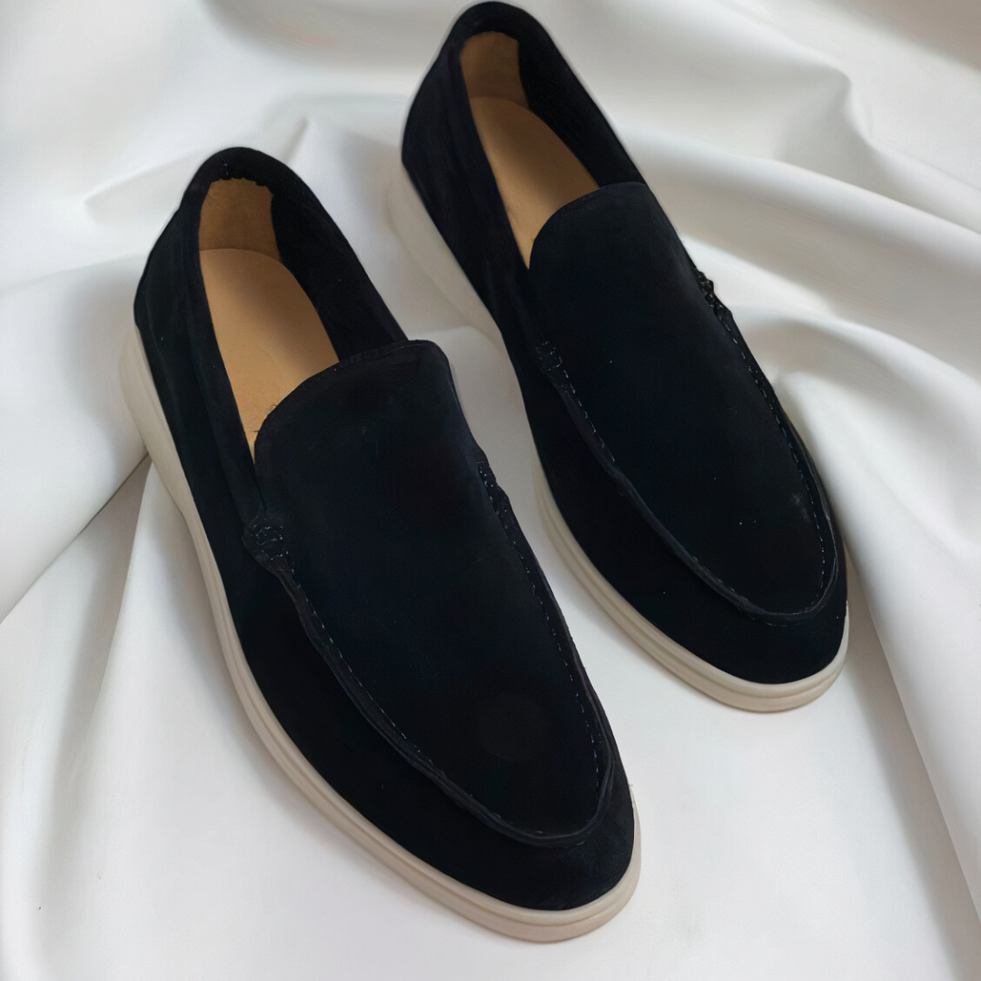 Men's Slip-On Loafers with White Sole and Moccasin Toe