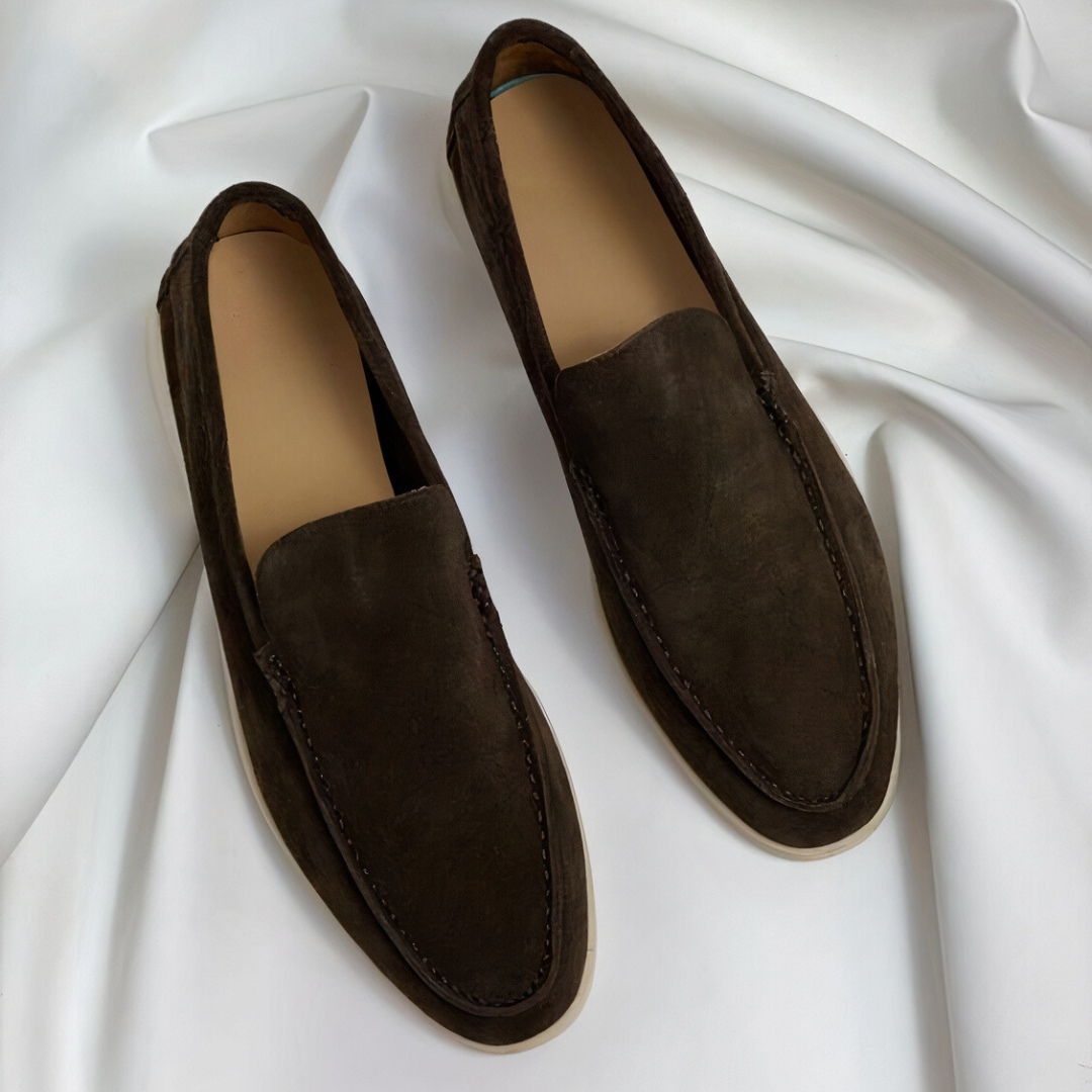 Men's Slip-On Loafers with White Sole and Moccasin Toe
