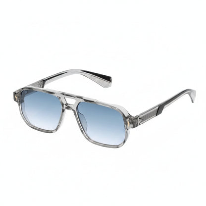 Men's Square Aviator Sunglasses with Transparent Frame and Double Bridge