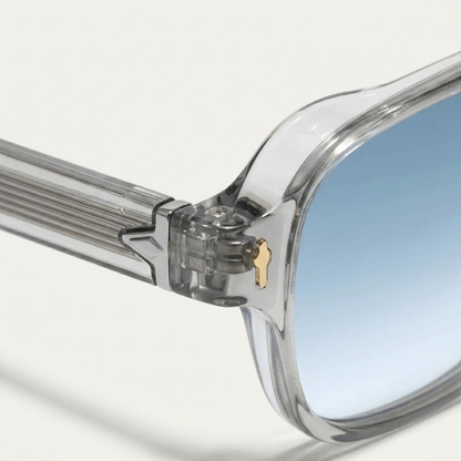 Men's Square Aviator Sunglasses with Transparent Frame and Double Bridge