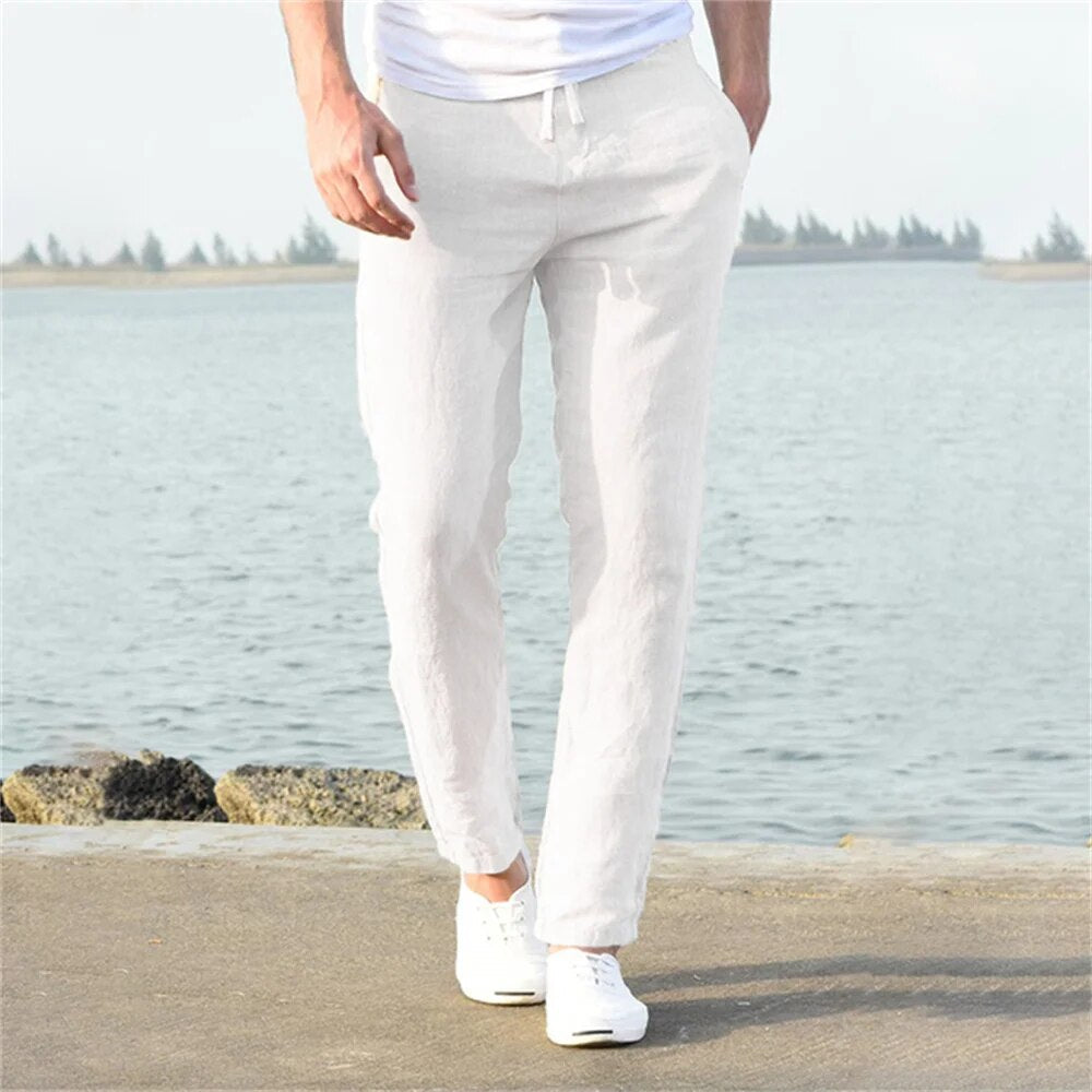 Men's Straight-Leg Trousers with Elasticated Drawstring Waist