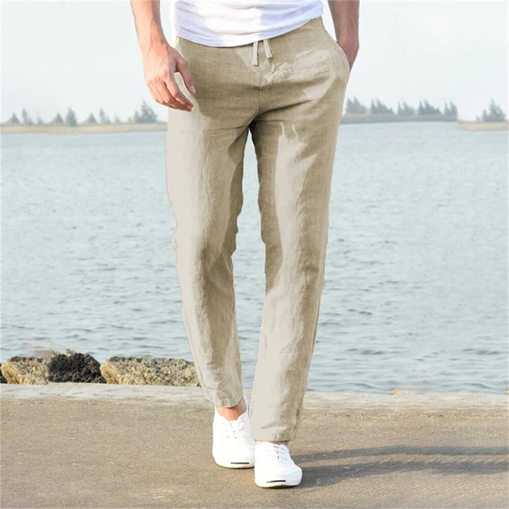 Men's Straight-Leg Trousers with Elasticated Drawstring Waist