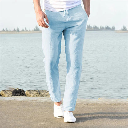 Men's Straight-Leg Trousers with Elasticated Drawstring Waist