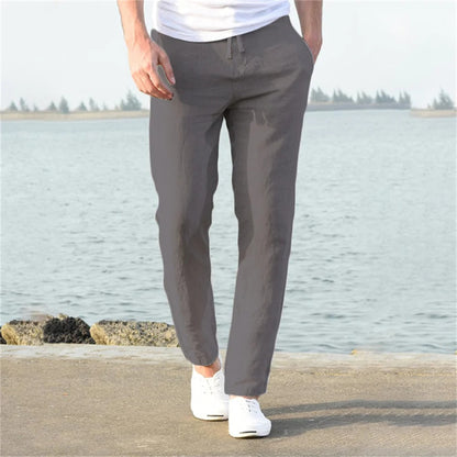 Men's Straight-Leg Trousers with Elasticated Drawstring Waist