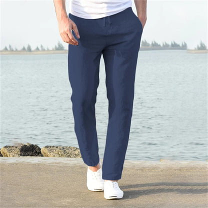 Men's Straight-Leg Trousers with Elasticated Drawstring Waist