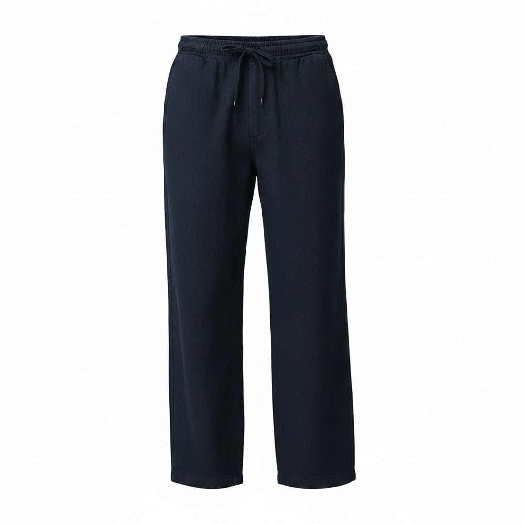Men's Straight-Leg Trousers with Elasticated Waist and Side Pockets