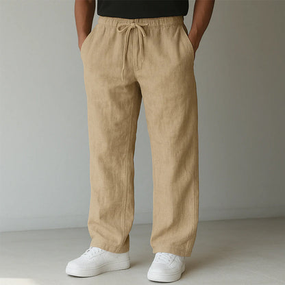 Men's Straight-Leg Trousers with Elasticated Waist and Side Pockets