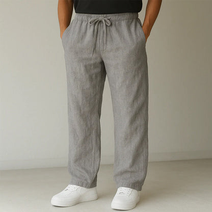 Men's Straight-Leg Trousers with Elasticated Waist and Side Pockets