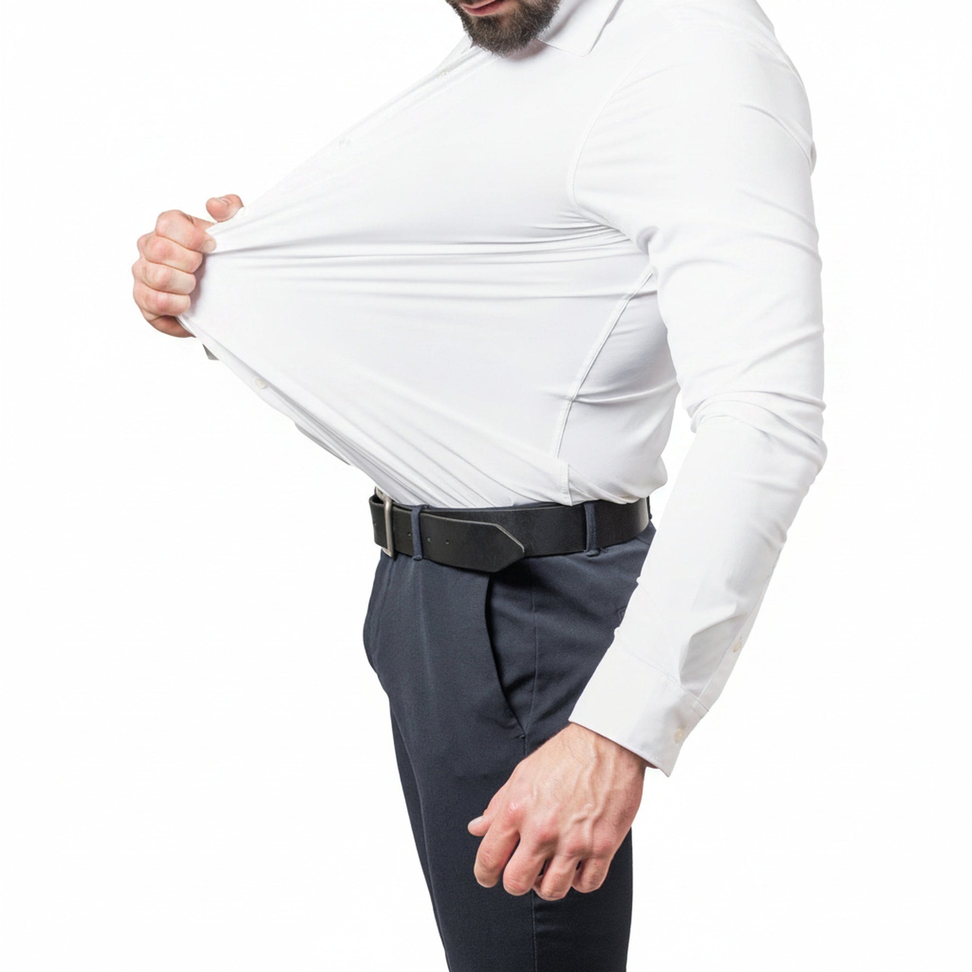 Men's Stretch Dress Shirt Long Sleeve with Slim Fit and Button Collar