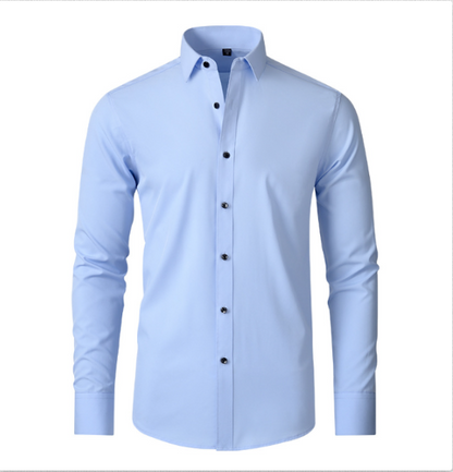 Men's Stretch Dress Shirt Long Sleeve with Slim Fit and Button Collar