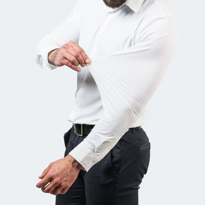 Men's Stretch Dress Shirt Long Sleeve with Slim Fit and Button Collar