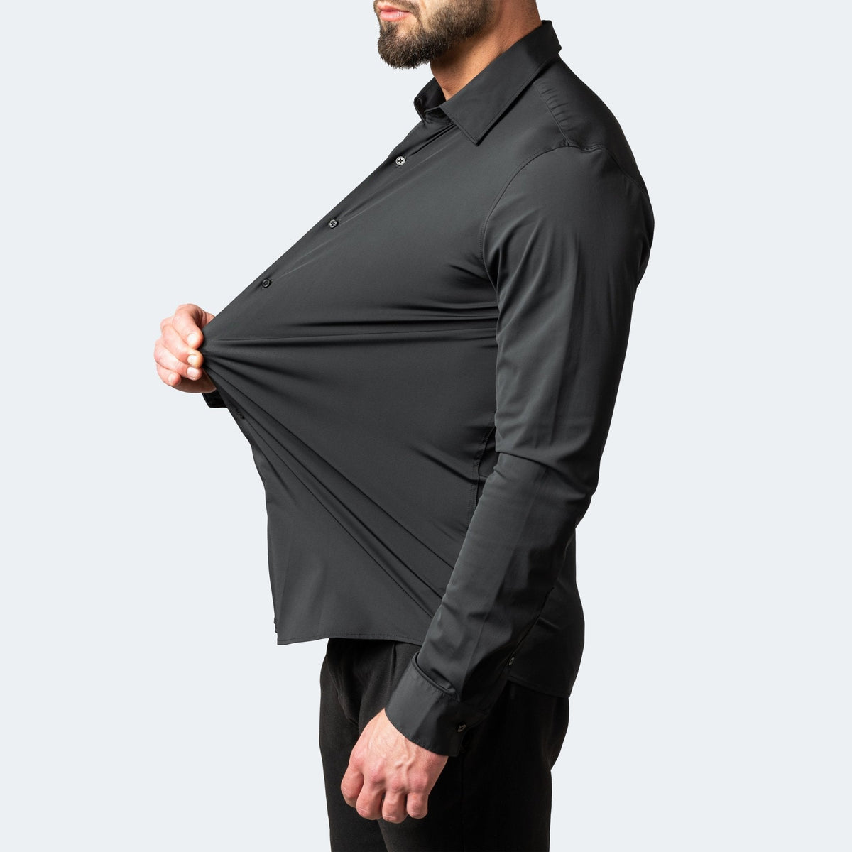 Men's Stretch Dress Shirt Long Sleeve with Slim Fit and Button Collar