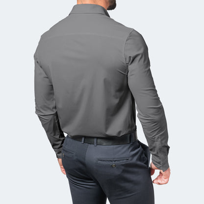 Men's Stretch Dress Shirt Long Sleeve with Slim Fit and Button Collar