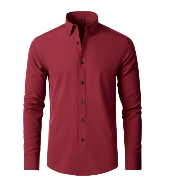 Men's Stretch Dress Shirt Long Sleeve with Slim Fit and Button Collar