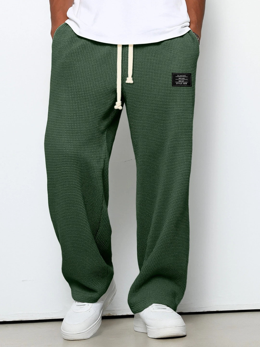 Men's Sweatpants Wide Leg Straight Fit with Drawstring Waist