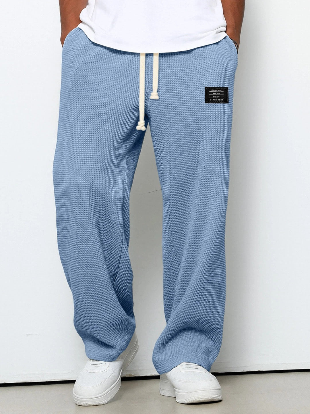 Men's Sweatpants Wide Leg Straight Fit with Drawstring Waist