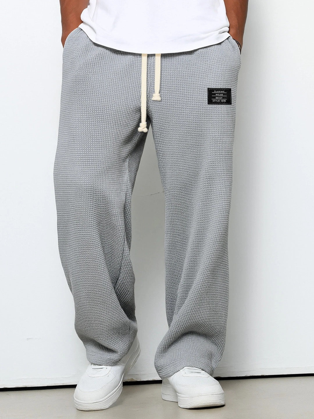 Men's Sweatpants Wide Leg Straight Fit with Drawstring Waist