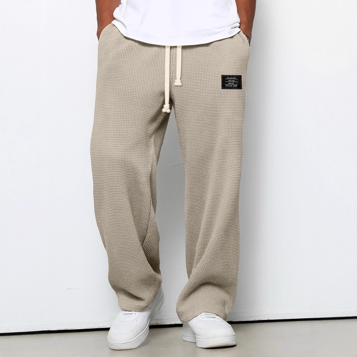 Men's Sweatpants Wide Leg Straight Fit with Drawstring Waist