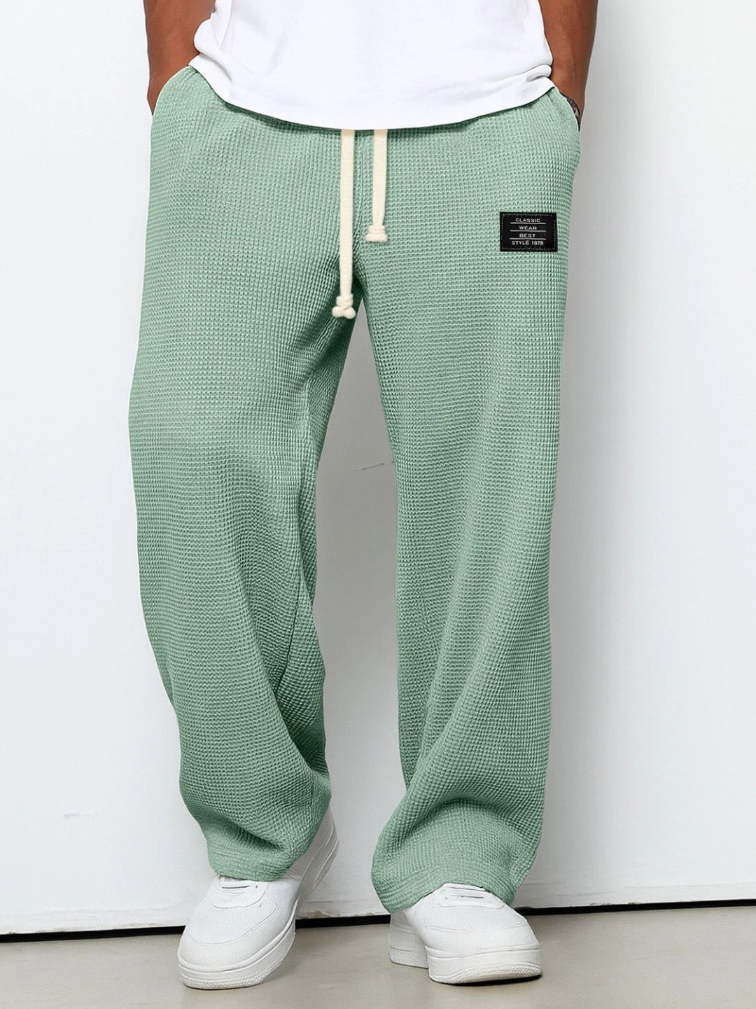 Men's Sweatpants Wide Leg Straight Fit with Drawstring Waist