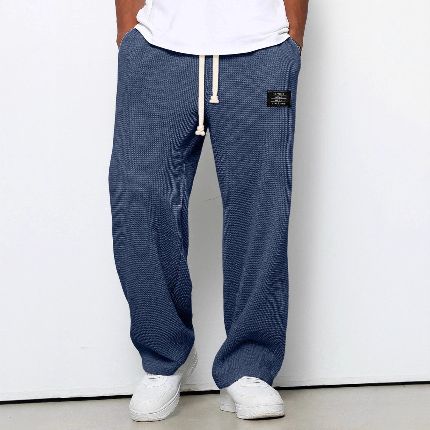 Men's Sweatpants Wide Leg Straight Fit with Drawstring Waist