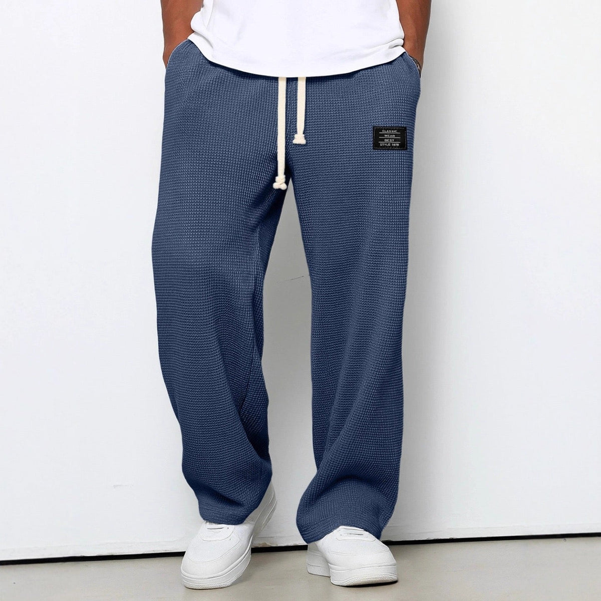 Men's Sweatpants Wide Leg Straight Fit with Drawstring Waist