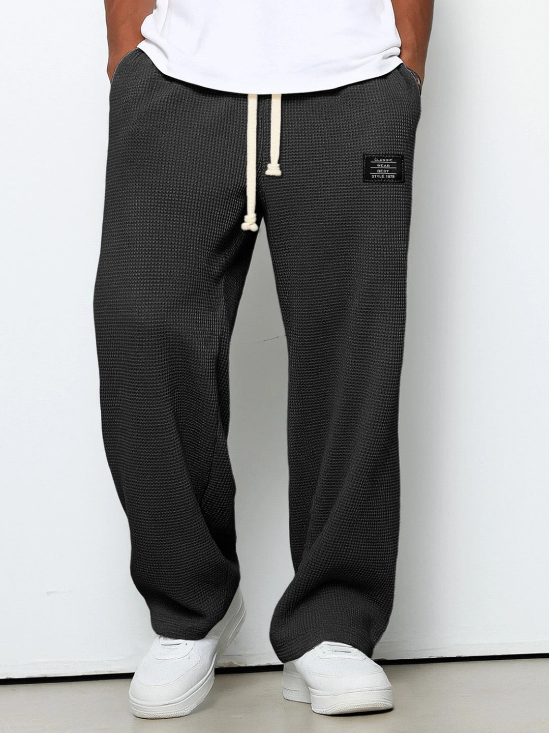 Men's Sweatpants Wide Leg Straight Fit with Drawstring Waist