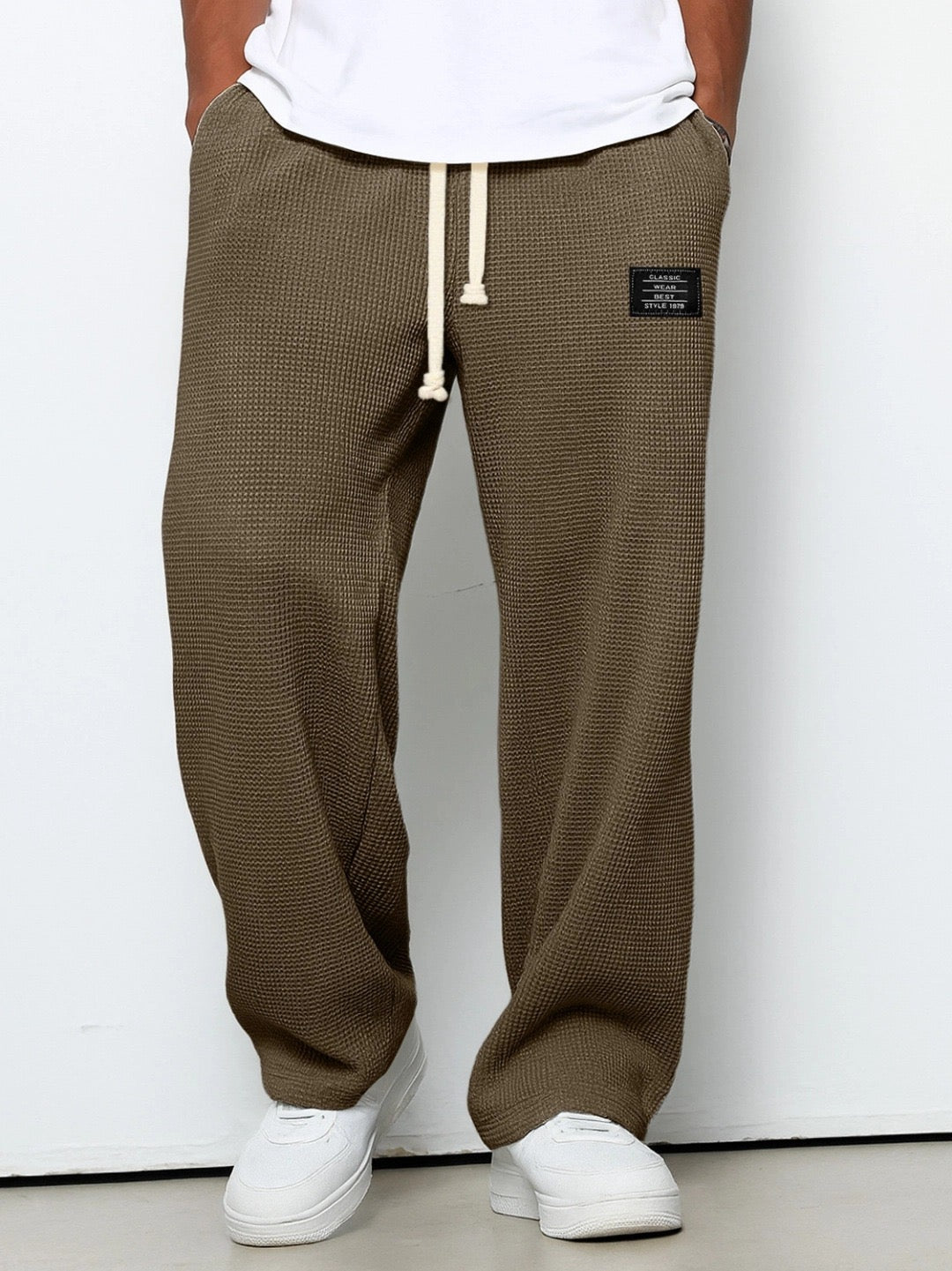Men's Sweatpants Wide Leg Straight Fit with Drawstring Waist