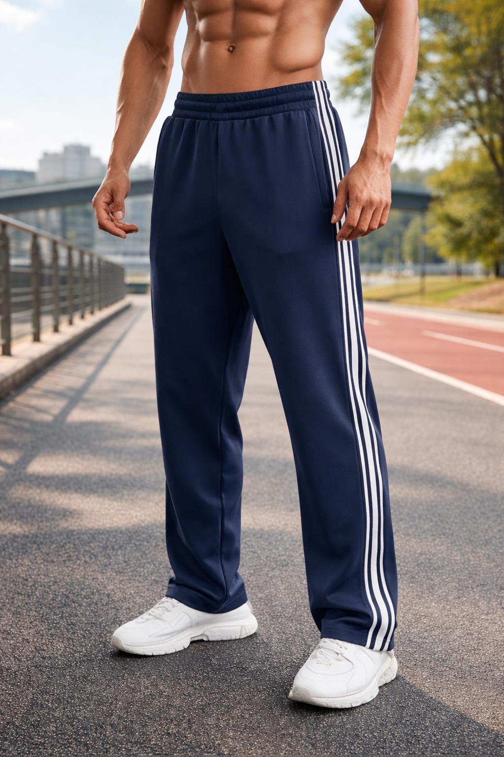Men's Sweatpants with Side Stripes and Elasticated Waist for Training and Athleisure