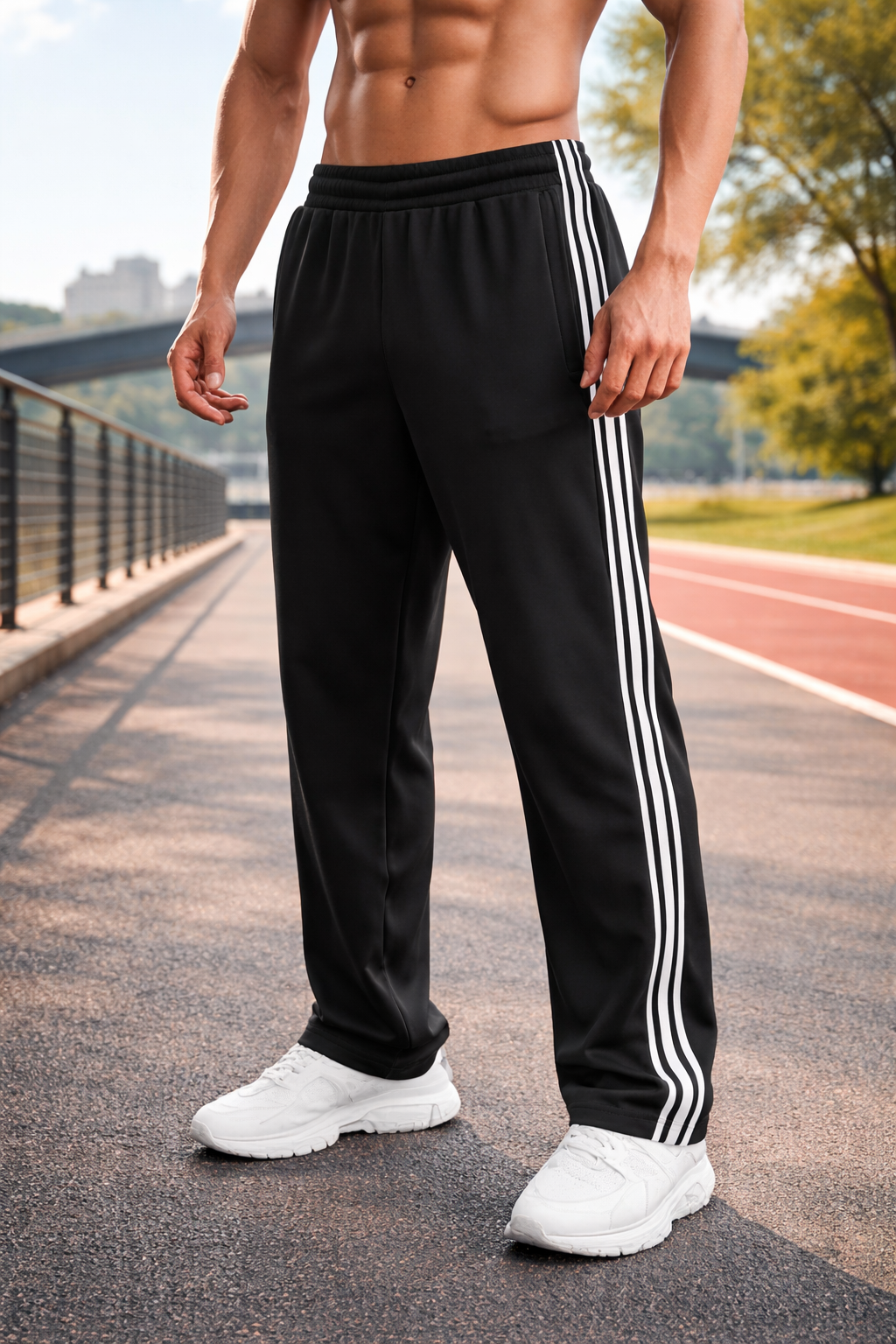 Men's Sweatpants with Side Stripes and Elasticated Waist for Training and Athleisure
