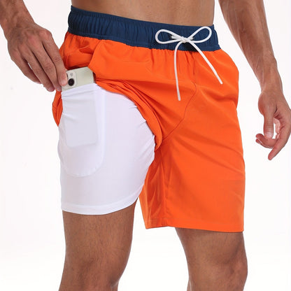 Men's Swim Shorts with Built-In Compression Liner and Inner Phone Pocket