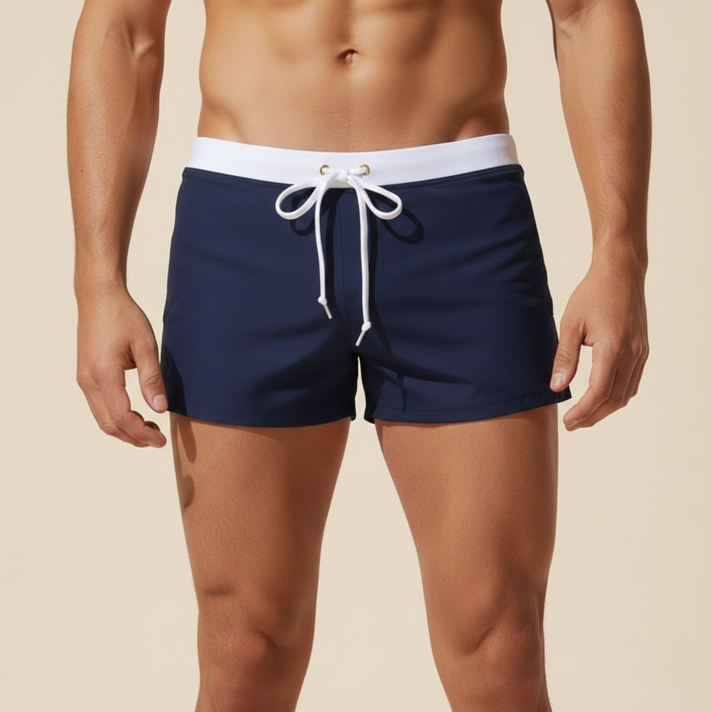 Men's Swim Shorts with Drawstring Waist and Side Splits