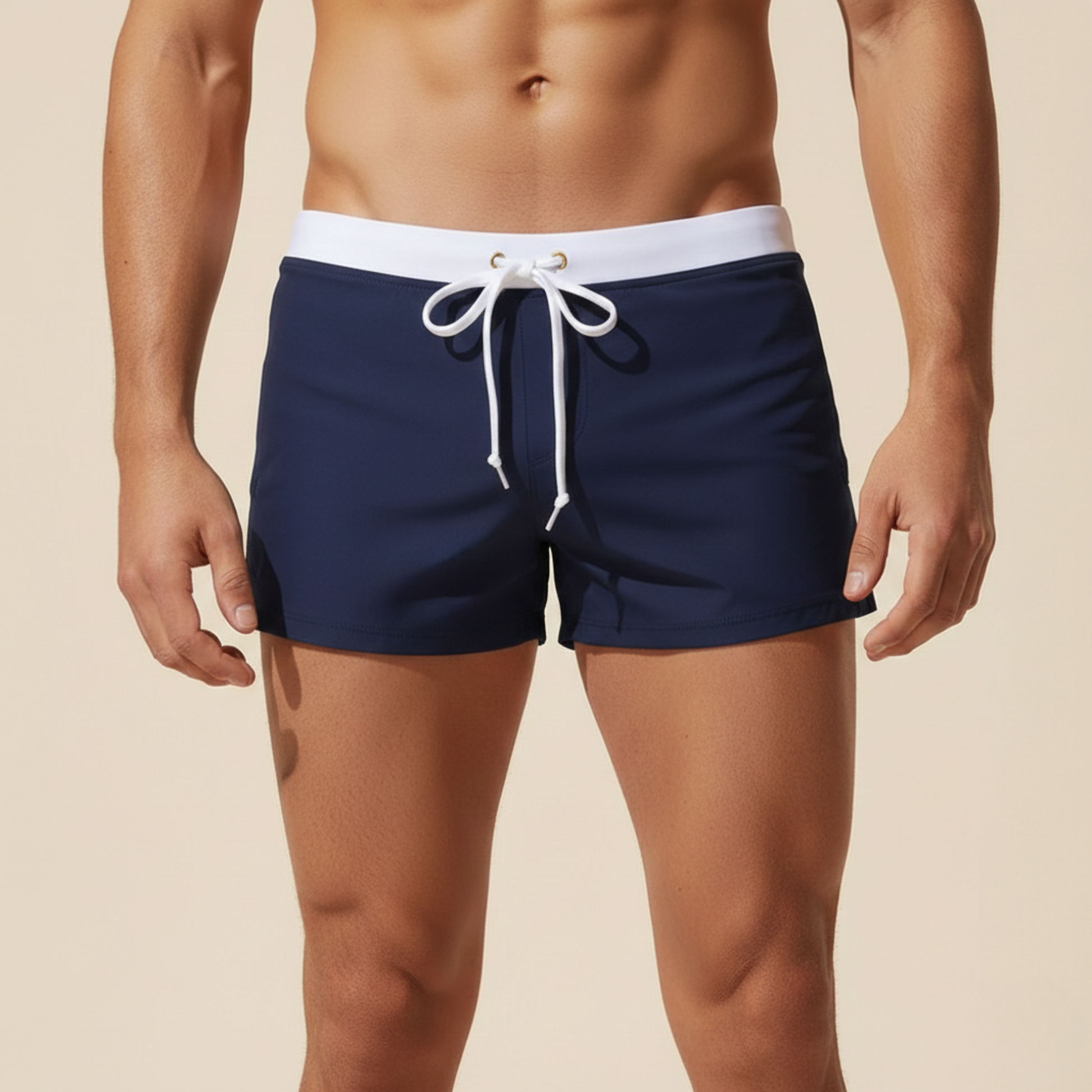 Men's Swim Shorts with Drawstring Waist and Side Splits