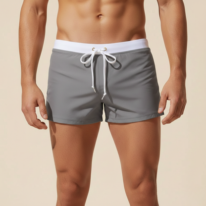 Men's Swim Shorts with Drawstring Waist and Side Splits
