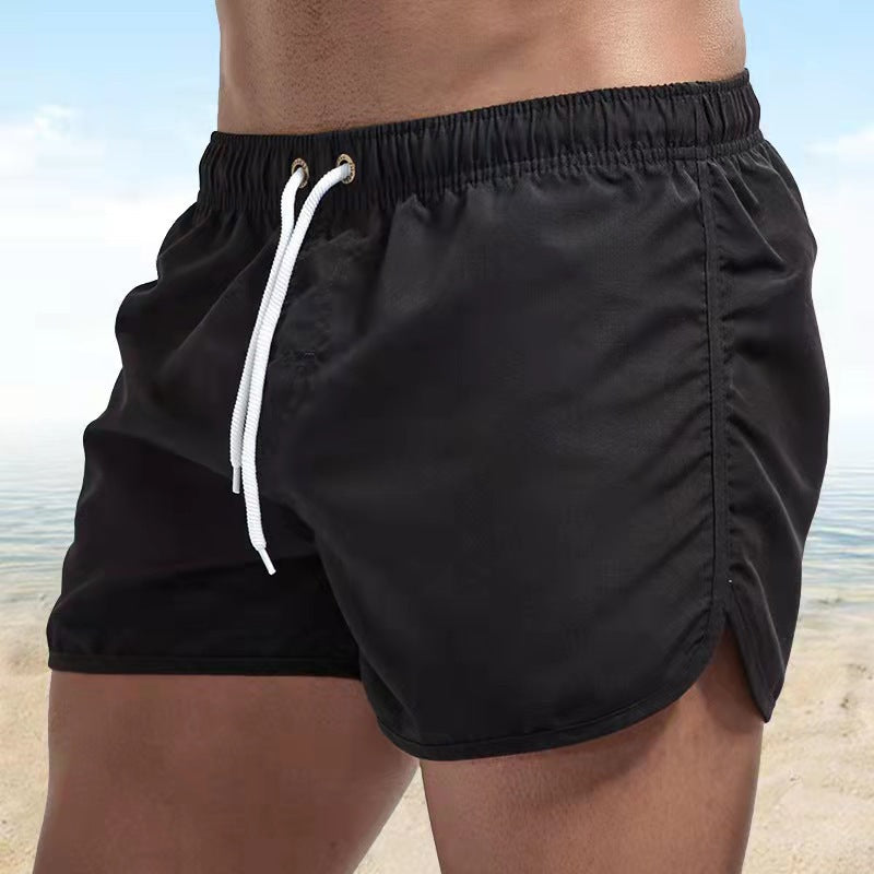Men's Swim Shorts with Elastic Drawstring Waist and Side Vents