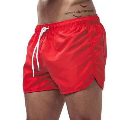 Men's Swim Shorts with Elastic Drawstring Waist and Side Vents