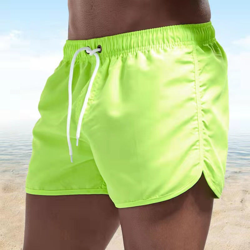 Men's Swim Shorts with Elastic Drawstring Waist and Side Vents