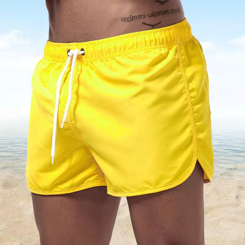 Men's Swim Shorts with Elastic Drawstring Waist and Side Vents