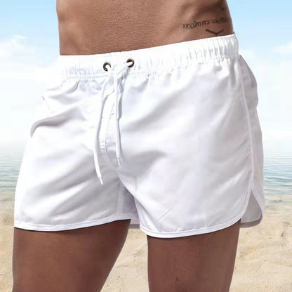 Men's Swim Shorts with Elastic Drawstring Waist and Side Vents
