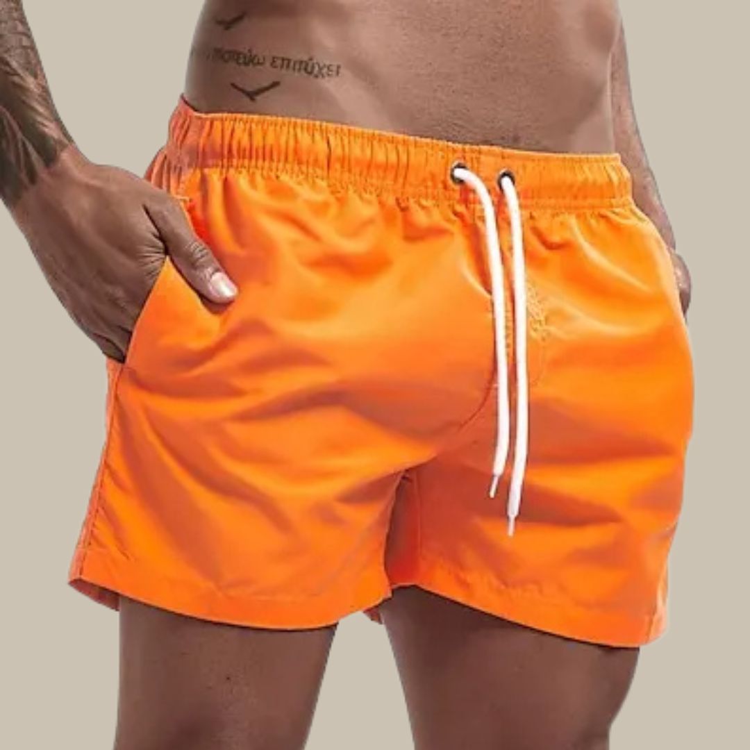 Men's Swim Shorts with Elastic Waistband and Side Pockets