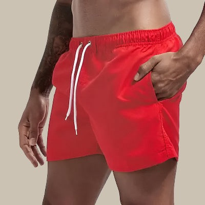 Men's Swim Shorts with Elastic Waistband and Side Pockets