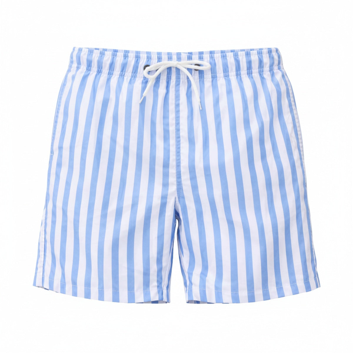 Men's Swim Shorts with Vertical Stripe Pattern and Drawstring Waist