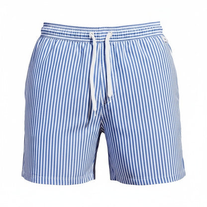 Men's Swim Trunks with Vertical Stripes and Drawstring Waist
