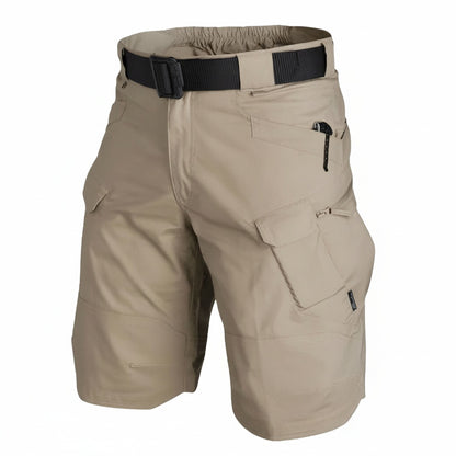 Men's Tactical Cargo Shorts with Multi-Pocket Design and Adjustable Belt