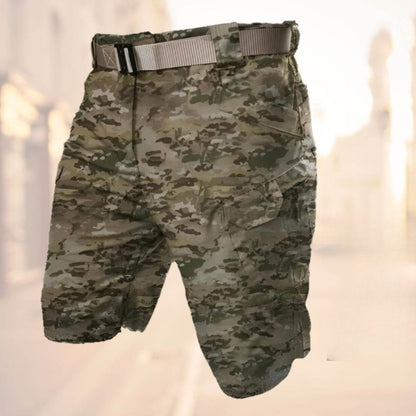 Men's Tactical Cargo Shorts with Multi-Pocket Design and Adjustable Belt