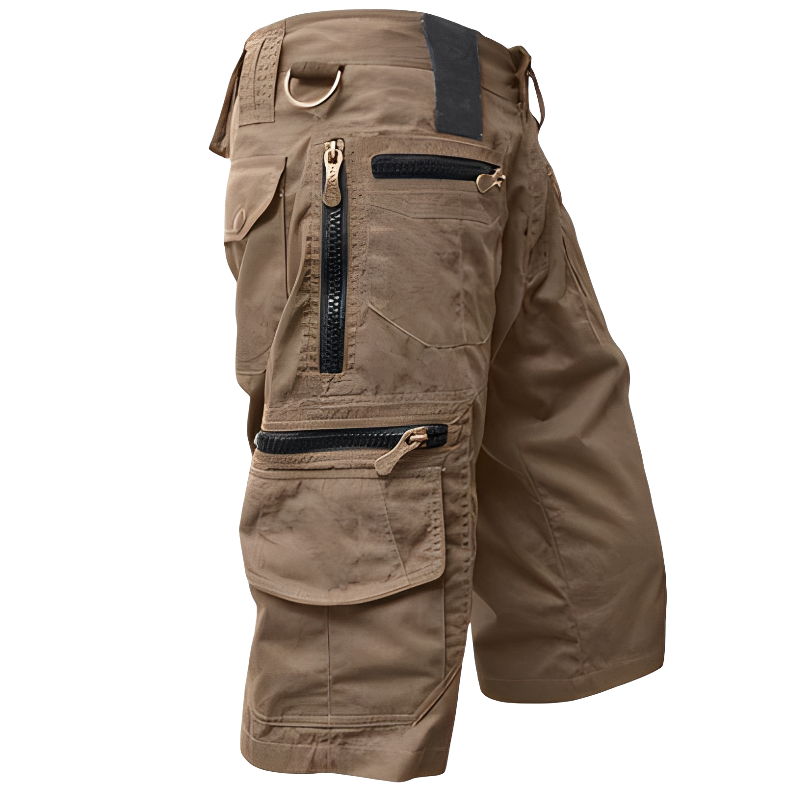 Men's Tactical Cargo Shorts with Multiple Zip Pockets